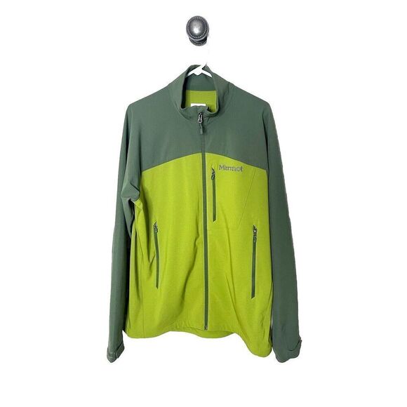MARMOT Men's Size XL Green Gray Lightweight Jacket Green Soft Shell Pockets - Picture 1 of 14